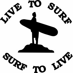 Live to surf-negra pegatina...