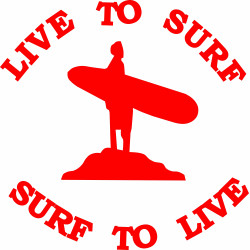 Live to surf roja pegatina...
